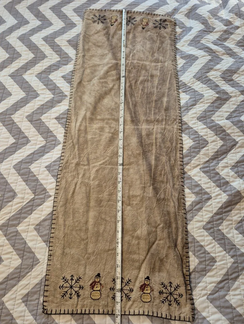 🌿5/$25 Primitive Snowman Christmas Embroidered Table Runner 38x13